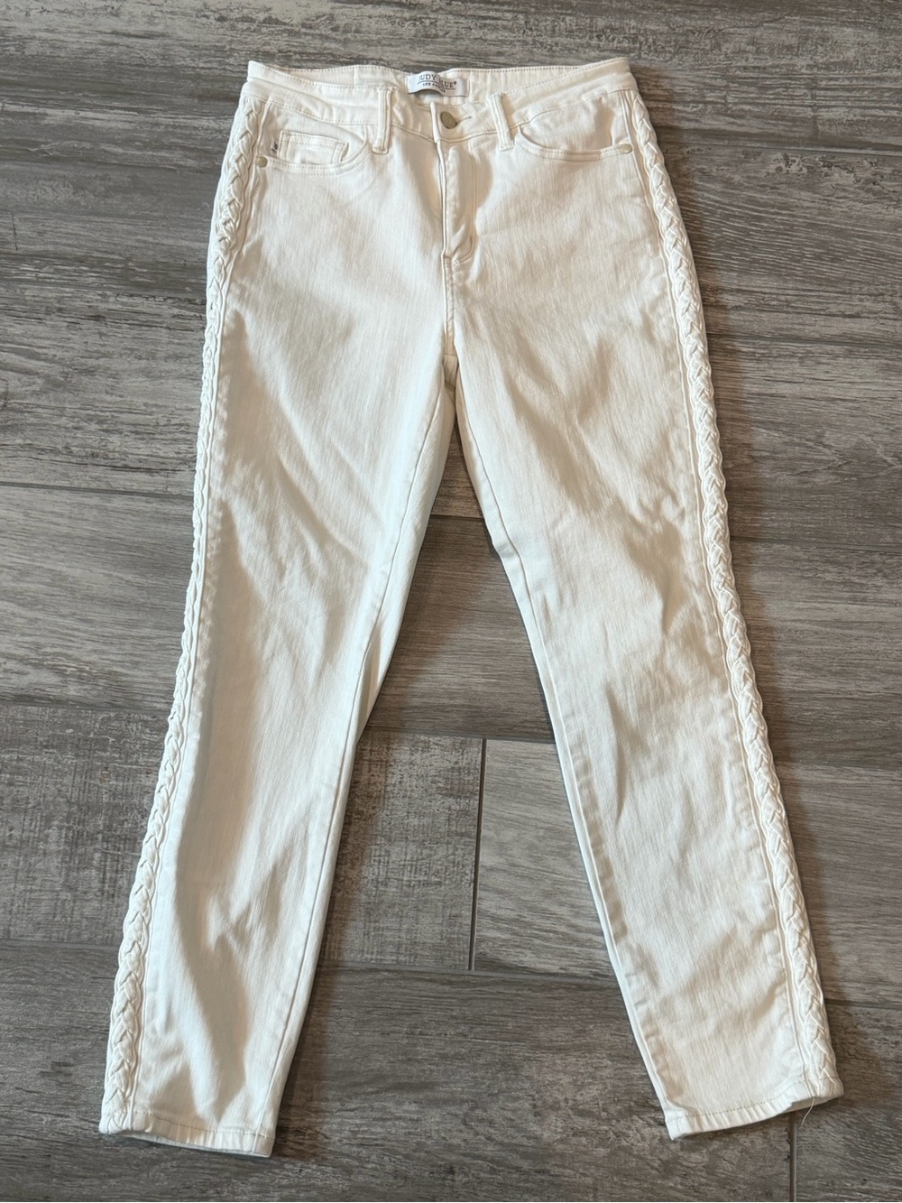 Judy Blue White Braided Side Detail Skinny Jean Women’s 11/30 Stretch